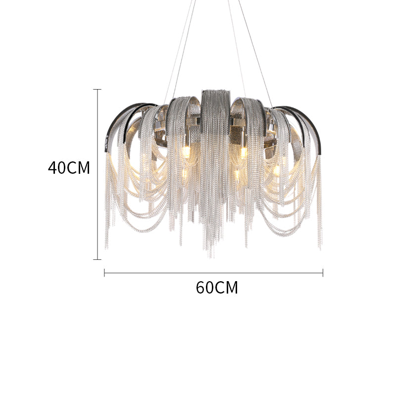 Modern Luxury Cadena Aluminum Chain Tassel Chandelier