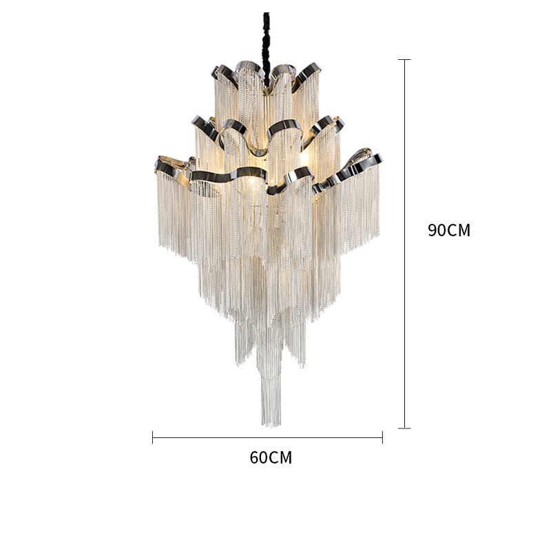 3-Layer Cascading Aluminum Tassel Chandelier