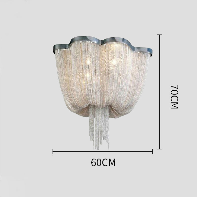 Chandelier Aluminum Tassel Ceiling Lighting Silver 6/8 Lights