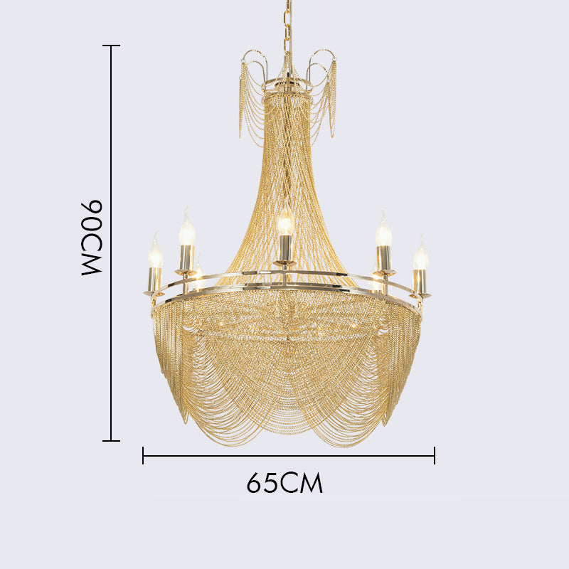 Candleholder Aluminum Chain Chandelier for Living Room