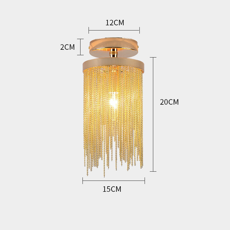 Modern Aluminum Chain Tassel Round Pendant Ceiling Light