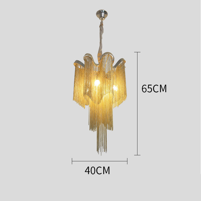 Cadena Aluminum Chain Tassel Chandelier Height 26"