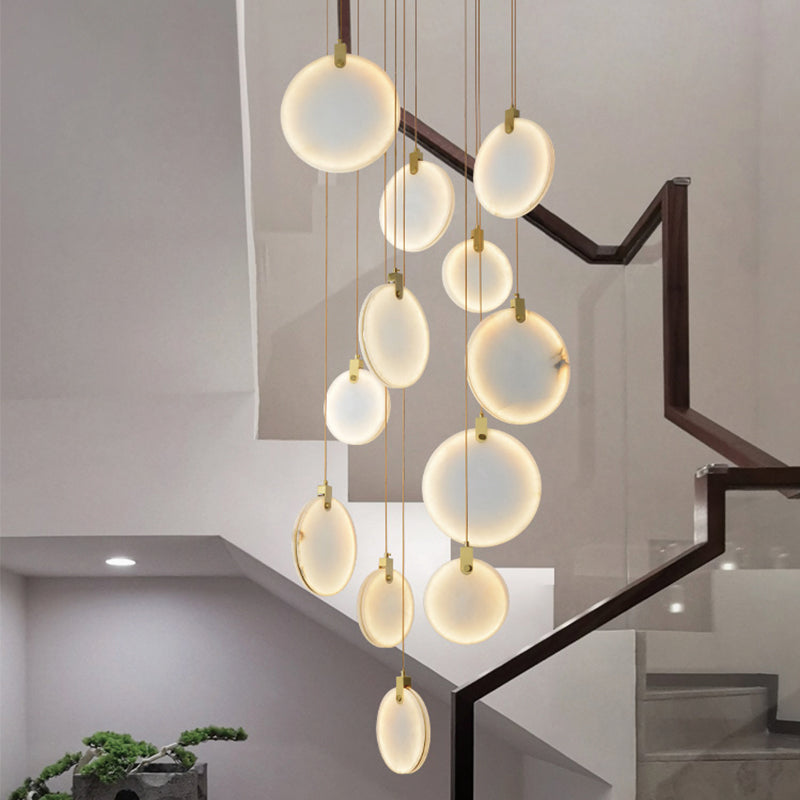 Disc Marble Round Chandelier For Loft
