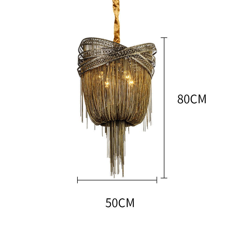 Aluminum Chain Tassel Pendant Chandelier Diameter 16" 20" 24"
