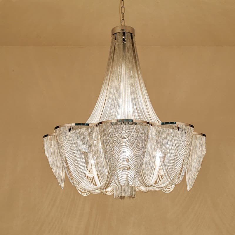 Wave Aluminum Chain Round Chandelier