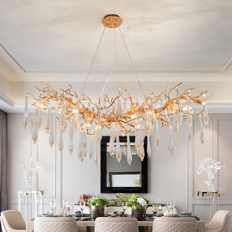 Agnesi Crystal  Branch Chandelier Brass