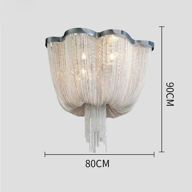 Chandelier Aluminum Tassel Ceiling Lighting Silver 6/8 Lights