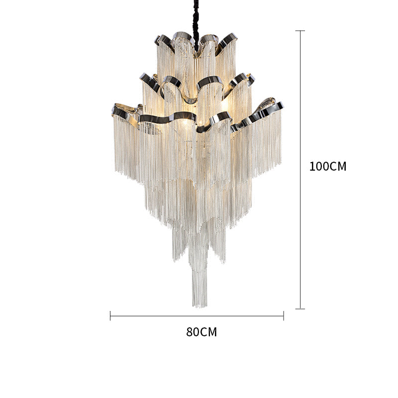 3-Layer Cascading Aluminum Tassel Chandelier