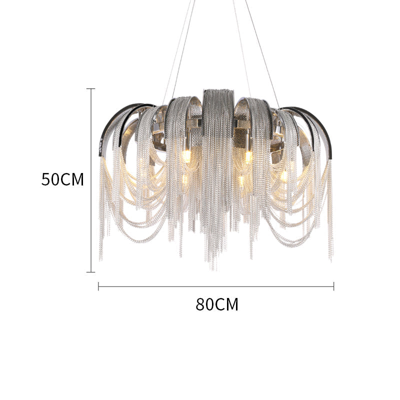 Modern Luxury Cadena Aluminum Chain Tassel Chandelier