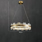 Custom 33" Gear Marble Chandelier Brass