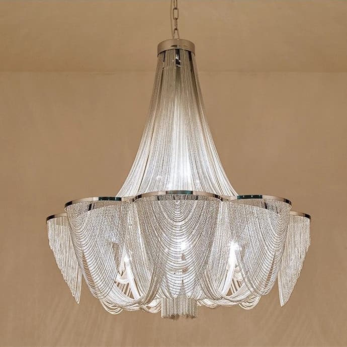 Wave Aluminum Chain Round Chandelier