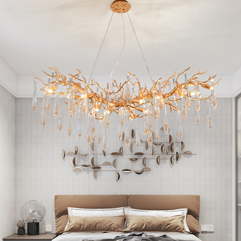Agnesi Crystal  Branch Chandelier Brass