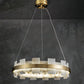 Custom 33" Gear Marble Chandelier Brass