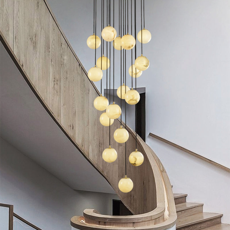 Maggie Marble Chandelier Duplex Staircase Light Lucite Long