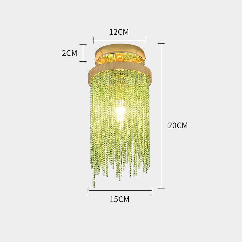 Modern Aluminum Chain Tassel Round Pendant Ceiling Light