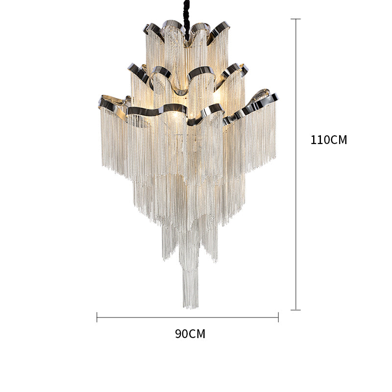 3-Layer Cascading Aluminum Tassel Chandelier