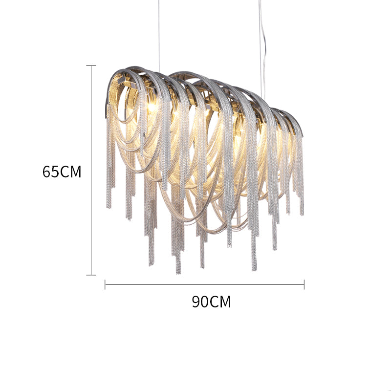 Aluminum Chain Tassel Chandelier for Dining Room