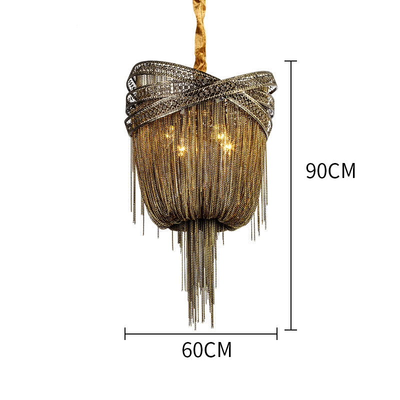 Aluminum Chain Tassel Pendant Chandelier Diameter 16" 20" 24"