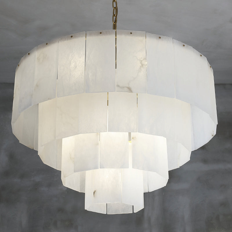 Multi-Layer Classic Marble Round Chandelier 31"