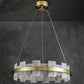 Custom 33" Gear Marble Chandelier Brass