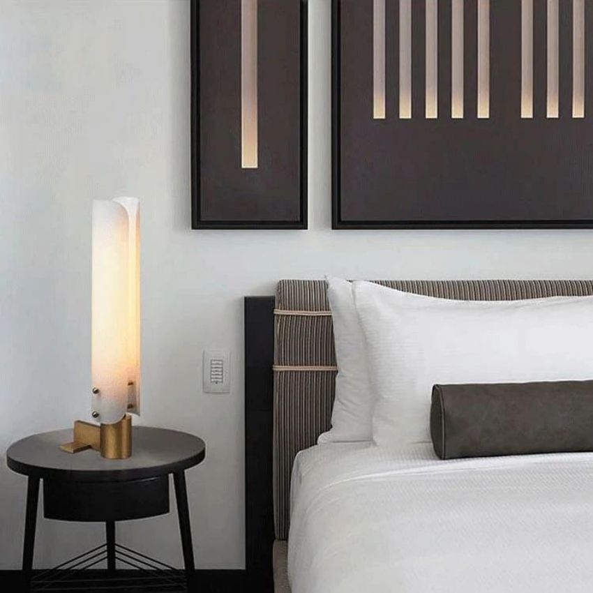 Alena White Glass Shade Table Lamp