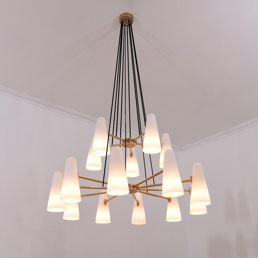 White Ceramics 2-Tier Round Chandelier 15-Lights