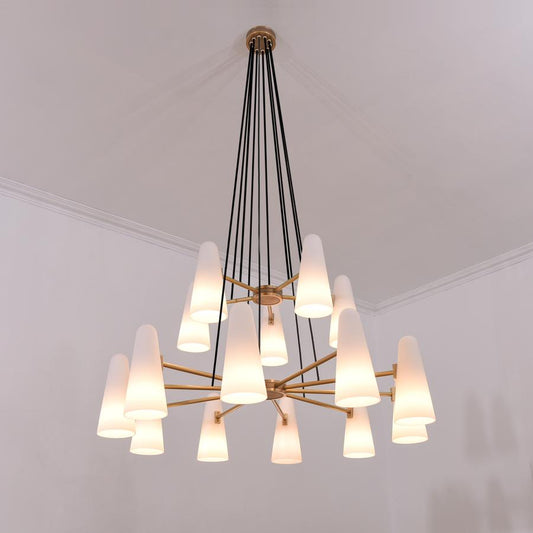 White Ceramics 2-Tier Round Chandelier 15-Lights