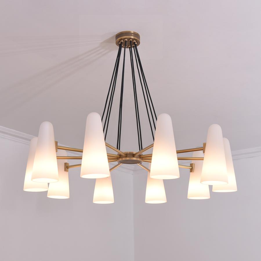 White Ceramics Round Chandelier 10-Lights