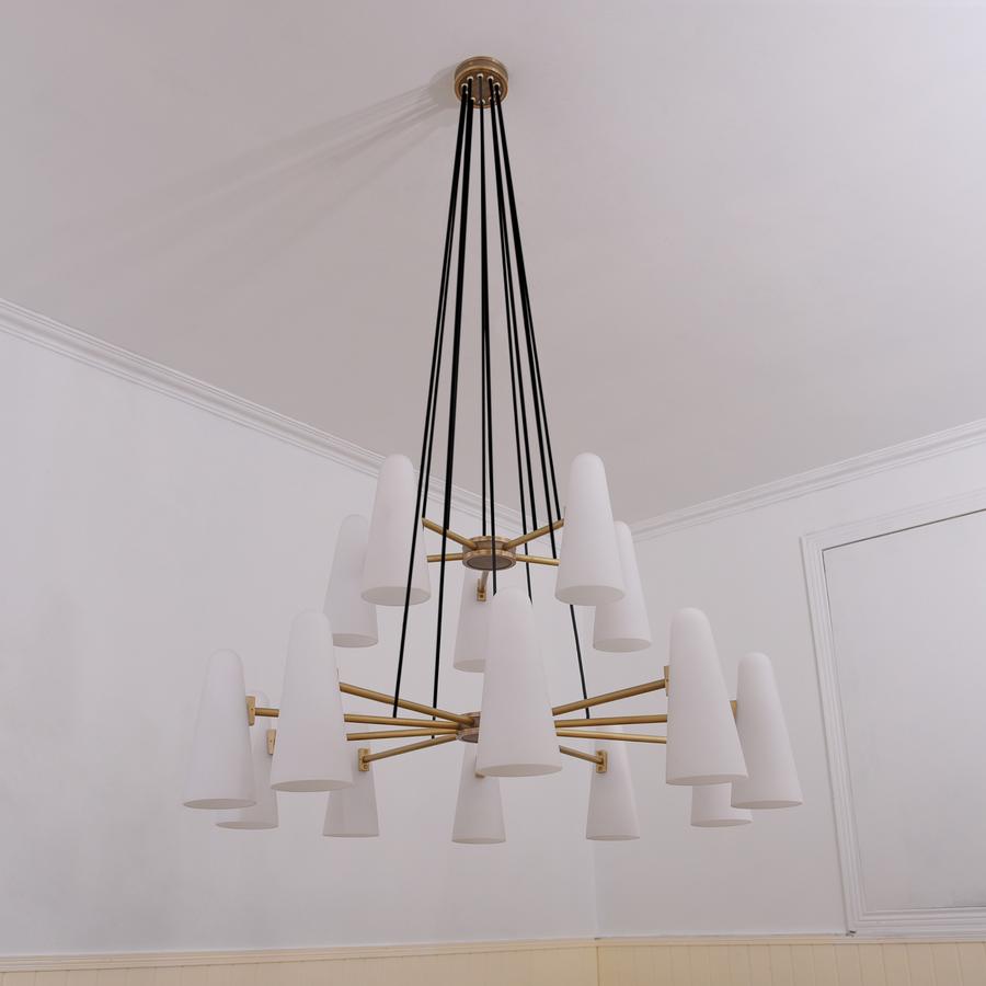 White Ceramics 2-Tier Round Chandelier 15-Lights