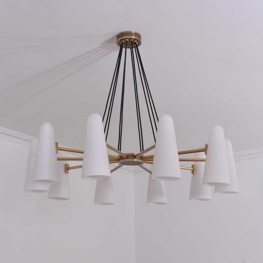 White Ceramics Round Chandelier 10-Lights
