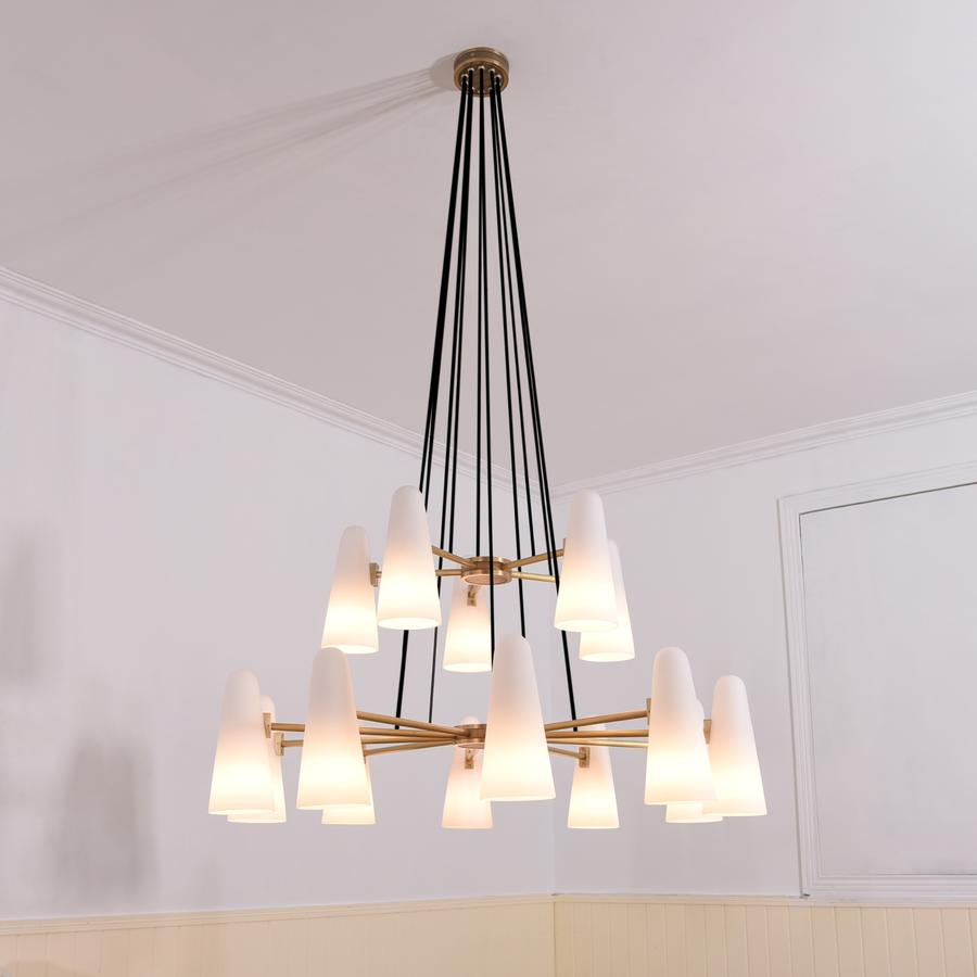 White Ceramics 2-Tier Round Chandelier 15-Lights