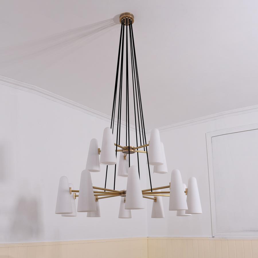 White Ceramics 2-Tier Round Chandelier 15-Lights