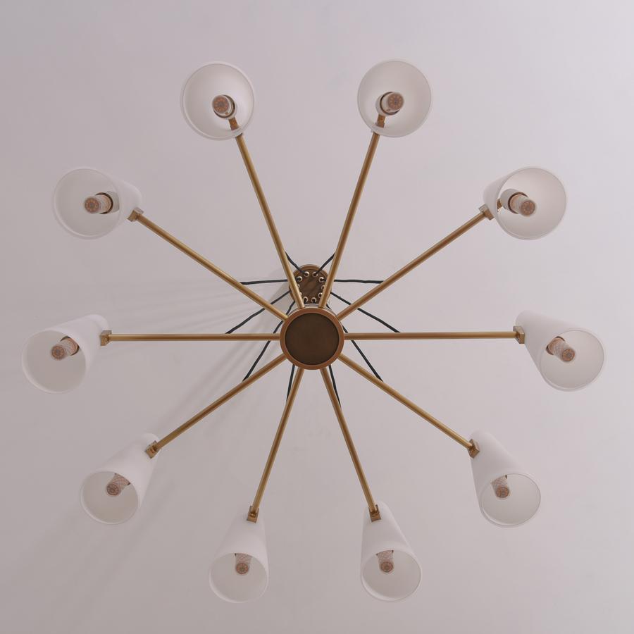 White Ceramics Round Chandelier 10-Lights
