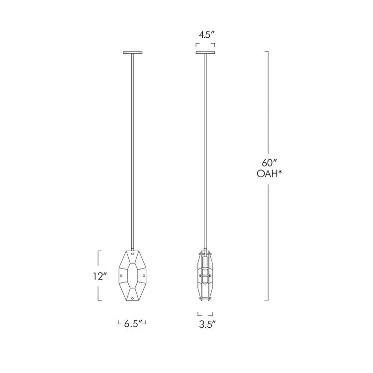 Caroline Faceted Smoke Crystal Pendant Light