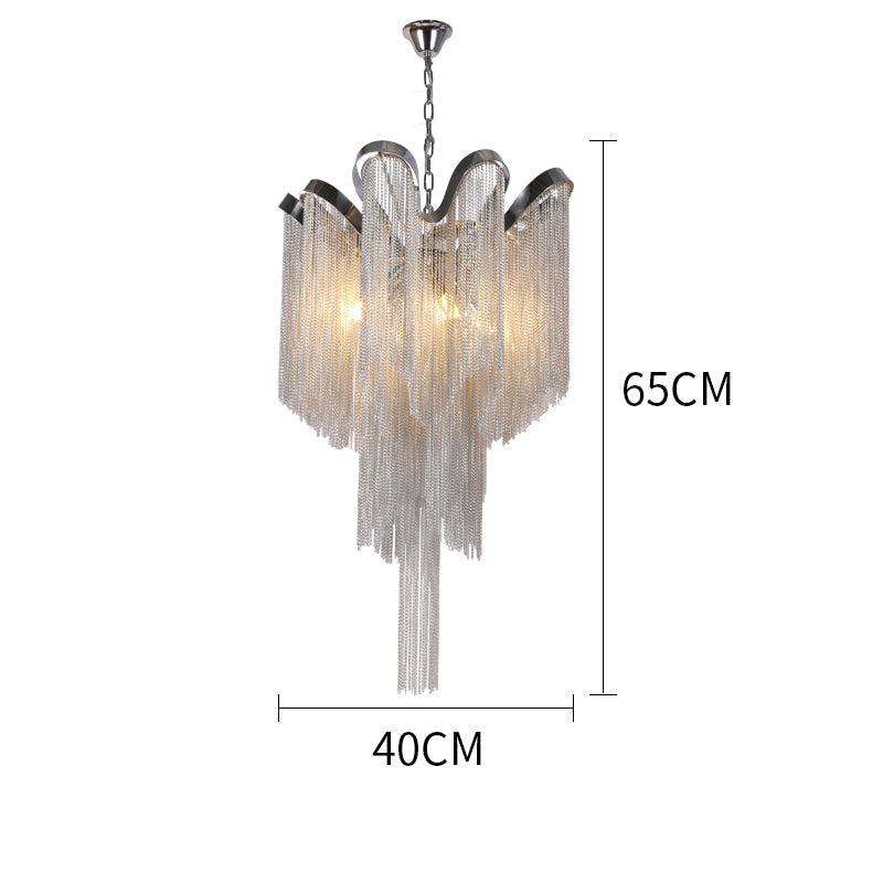 Cadena Aluminum Chain Tassel Chandelier Height 26"