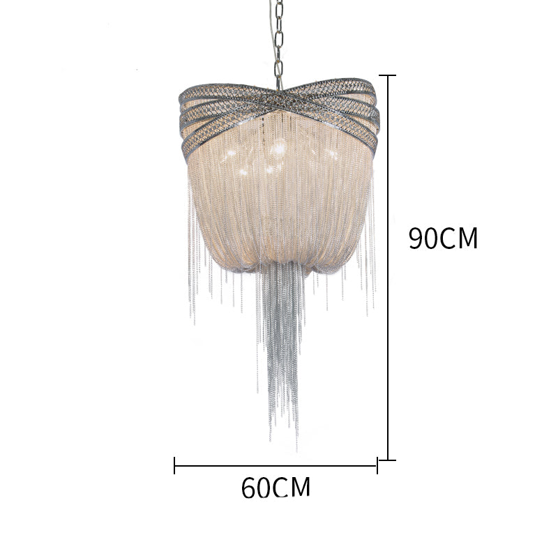 Aluminum Chain Tassel Pendant Chandelier Diameter 16" 20" 24"