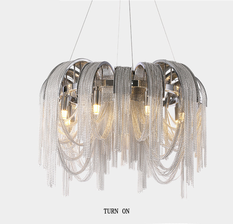 Modern Luxury Cadena Aluminum Chain Tassel Chandelier