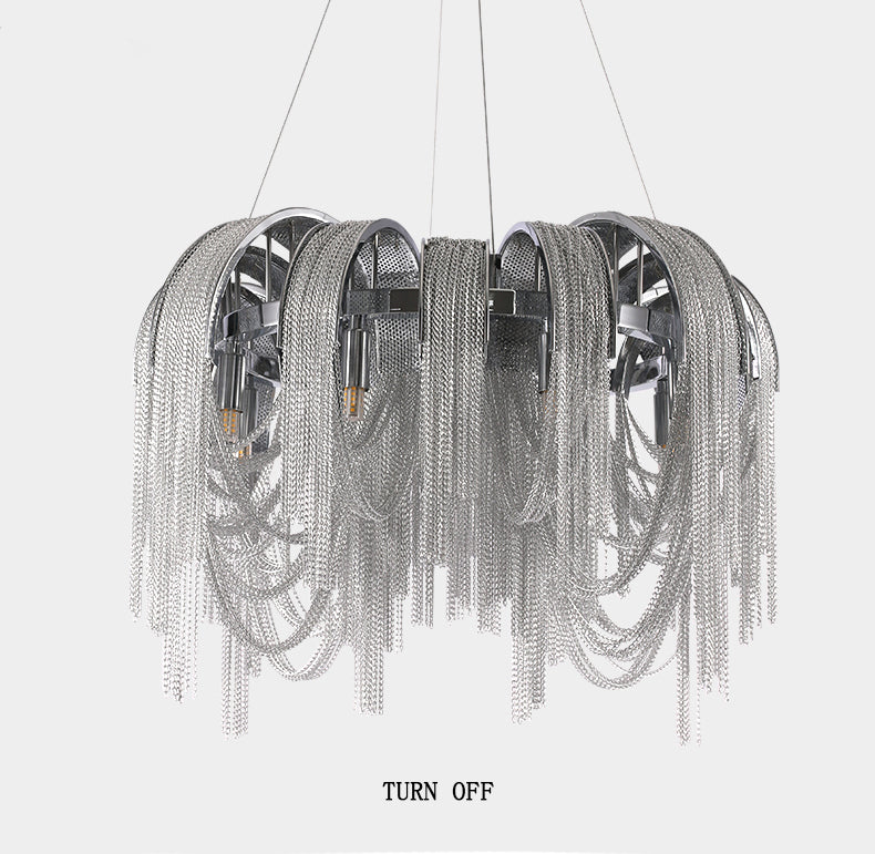 Modern Luxury Cadena Aluminum Chain Tassel Chandelier
