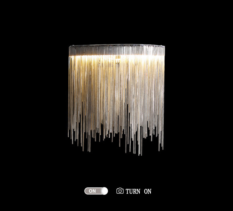 Modern ARC Aluminum Chain Tassel Wall Sconce