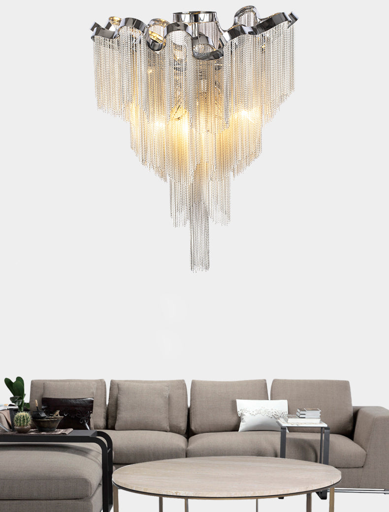 Cascading Tassel Aluminum Chain Ceiling lighting