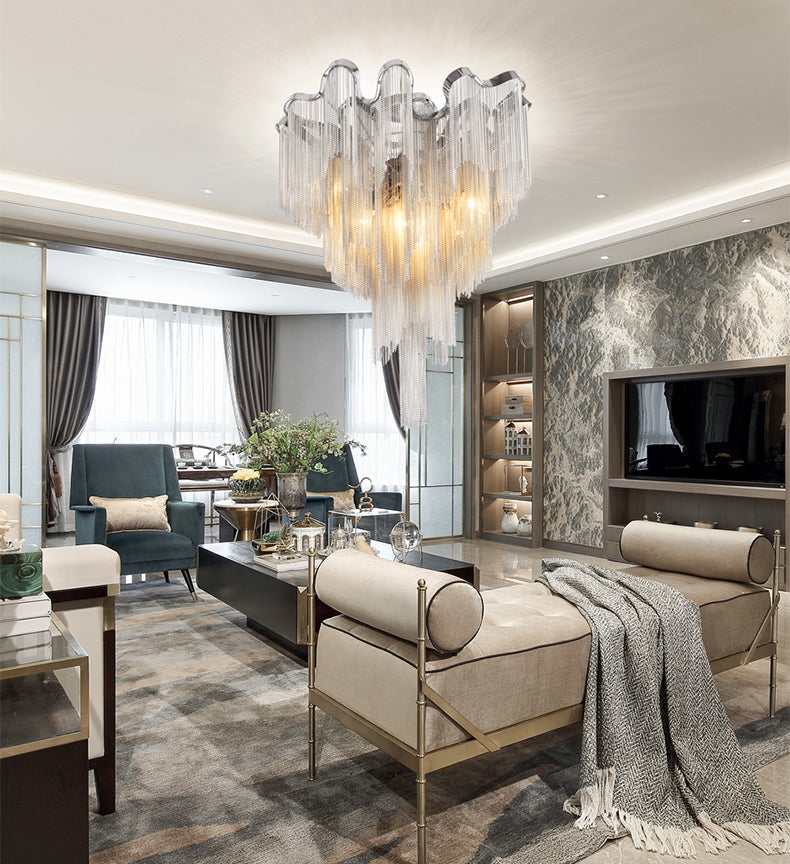 Cascading Tassel Aluminum Chain Ceiling lighting