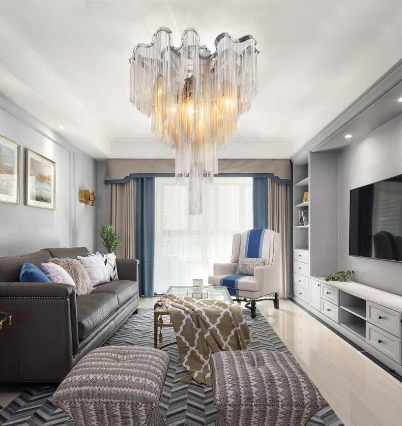 Cascading Tassel Aluminum Chain Ceiling lighting