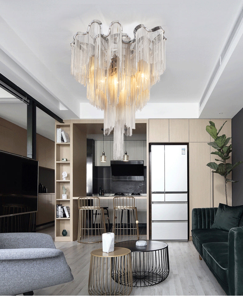 Cascading Tassel Aluminum Chain Ceiling lighting