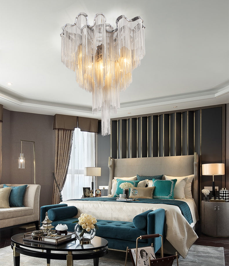 Cascading Tassel Aluminum Chain Ceiling lighting