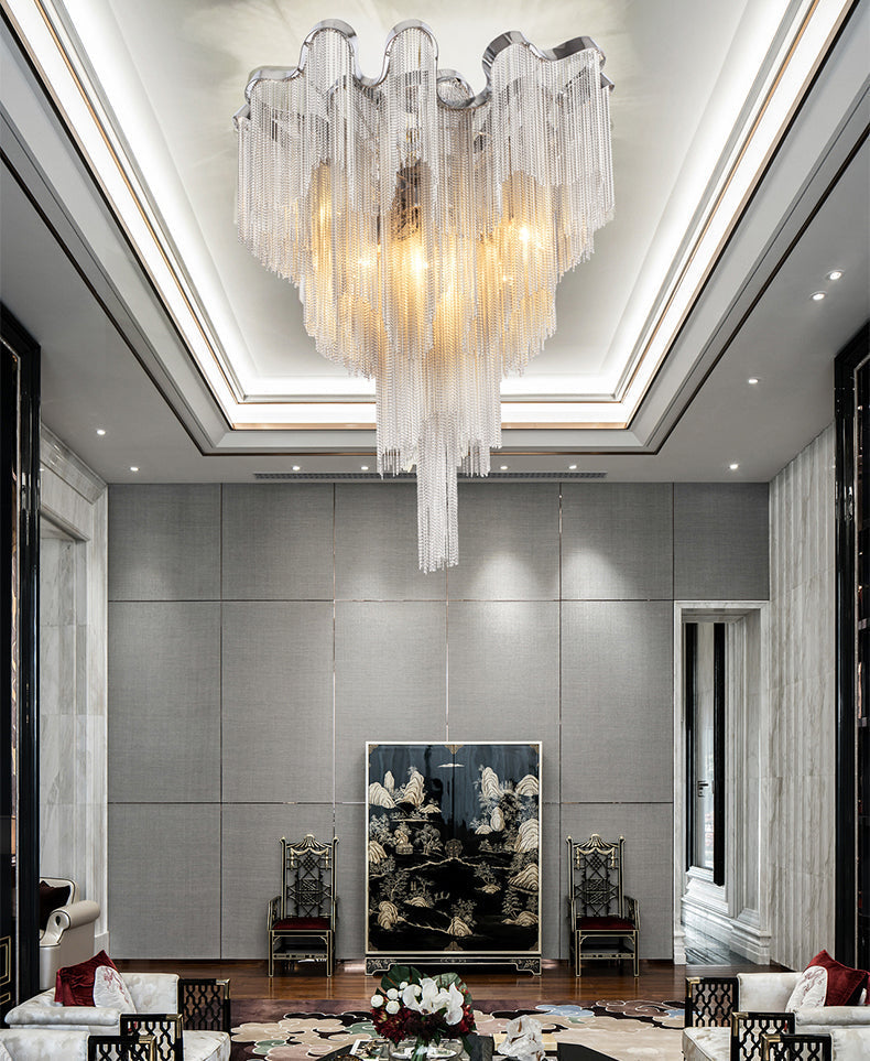 Cascading Tassel Aluminum Chain Ceiling lighting