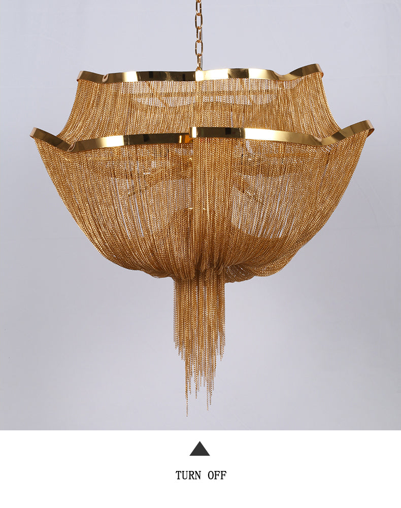 Gold Tassel Aluminum Chain Chandelier Diameter 26" 35"