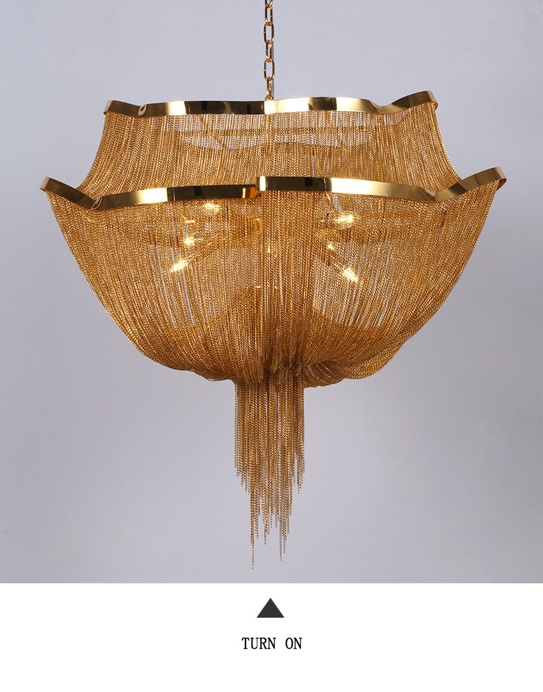 Gold Tassel Aluminum Chain Chandelier Diameter 26" 35"