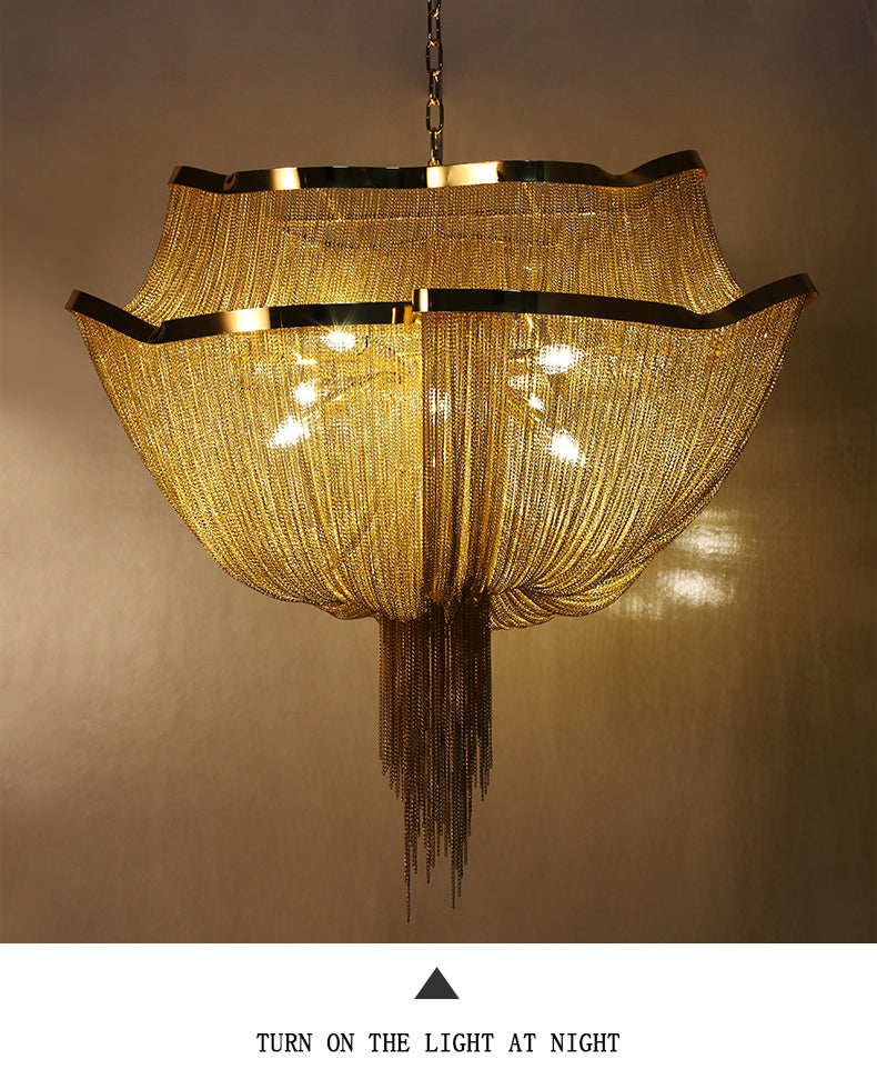 Gold Tassel Aluminum Chain Chandelier Diameter 26" 35"