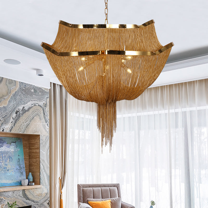 Gold Tassel Aluminum Chain Chandelier Diameter 26" 35"