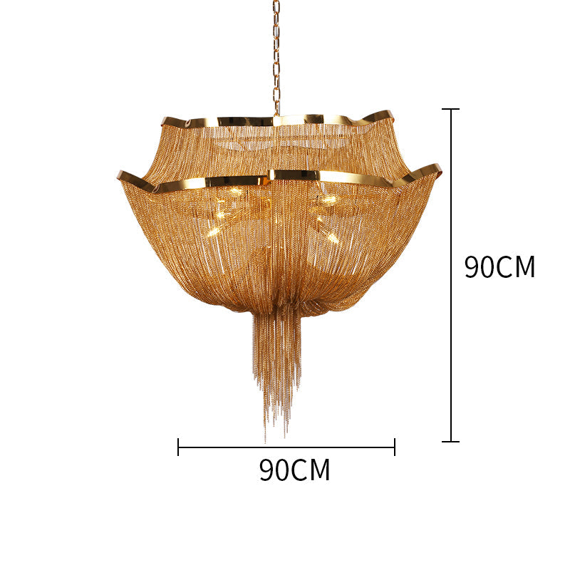 Gold Tassel Aluminum Chain Chandelier Diameter 26" 35"